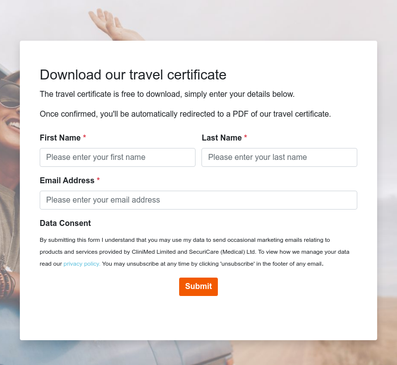 travel certificate go first